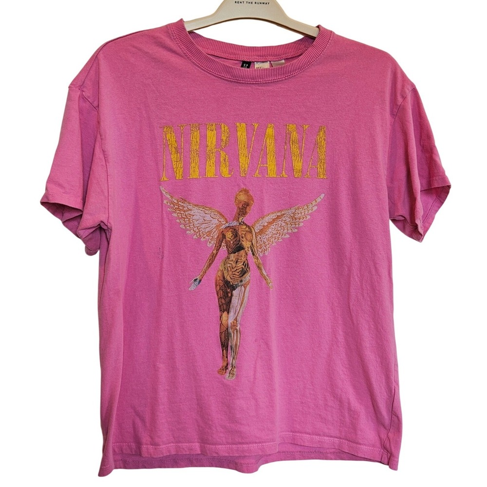 Nirvana In Utero Graphic T-Shirt Pink Women Medium Band Tee 2022